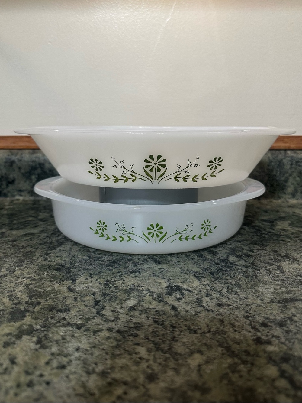 Glasbake Green Daisy Casserole Dishes